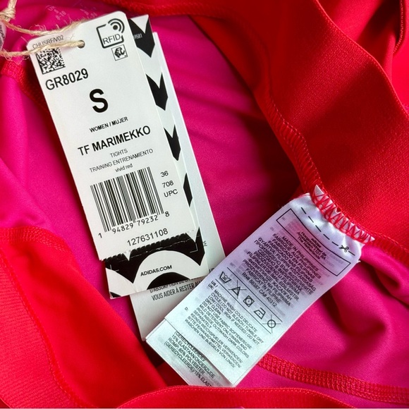 NWT Adidas x Marimekko Tech fit Prime Long Tights Red Geometric Print Size S - Picture 8 of 15